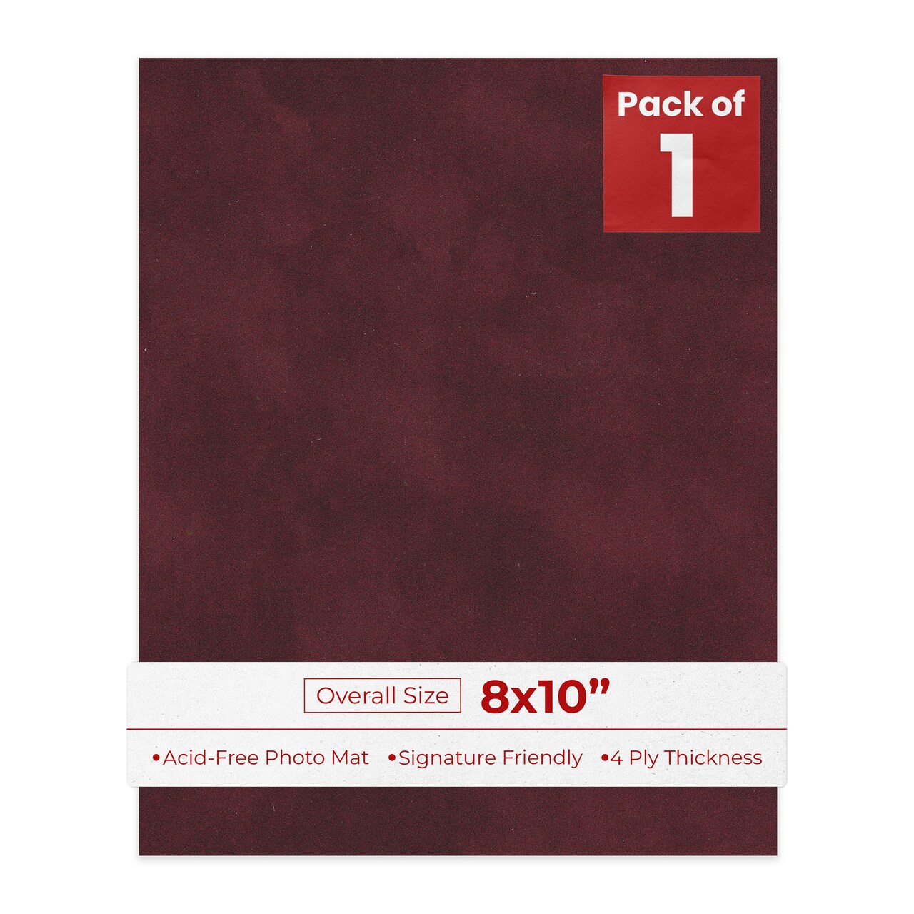 Dark Red Suede 8x10 Uncut Mat Board - Blank Sheets, No Opening